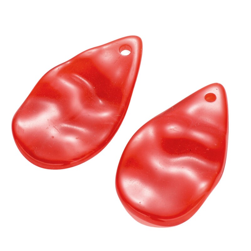 Pendentifs en acrylique, imitation pierre naturelle, goutte d'eau ondulée, rouge, 30.5x17x4mm x10