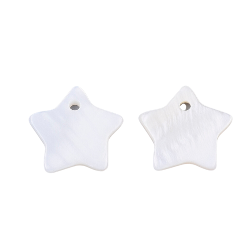 Pendentif en coquillage d'eau douce, étoile, couleur coquillage, 12x12x2mm x1