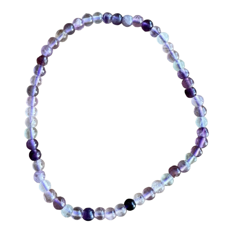 Bracelet Perle Ronde 4mm en Fluorite violette/Lila - Fil de 18cm x1