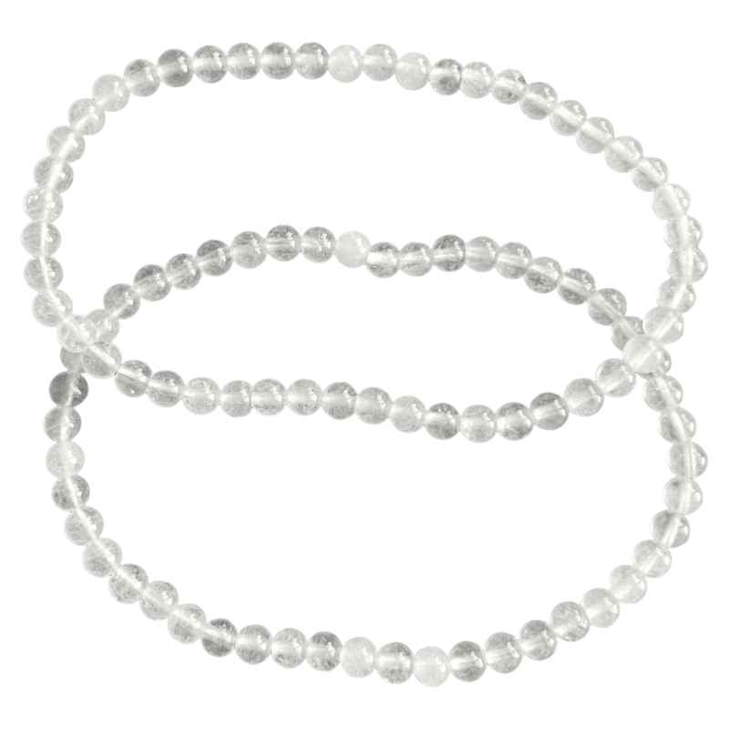 Bracelet Perle Ronde 4mm, Fil de 18cm en Quartz de Neige x1