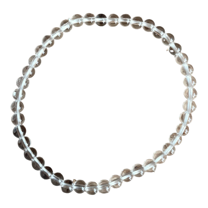 Bracelet Perle Ronde 4mm, Fil de 18cm en Cristal de Roche x1