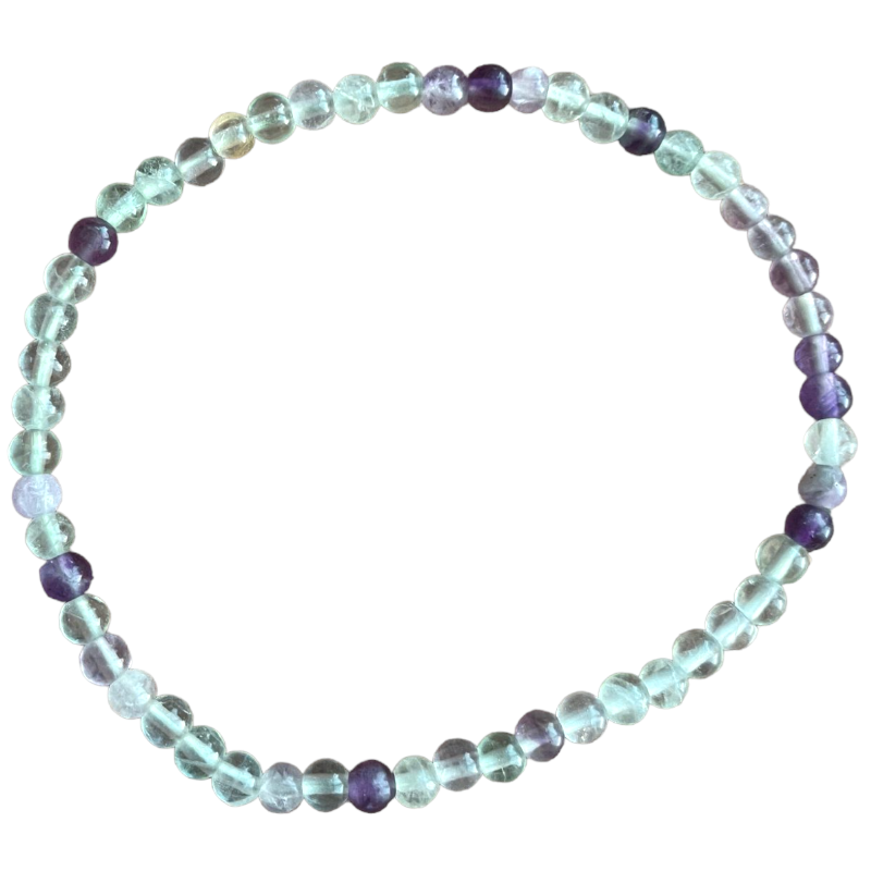 Bracelet Perle Ronde 4mm, Fil de 18cm en Fluorite x1