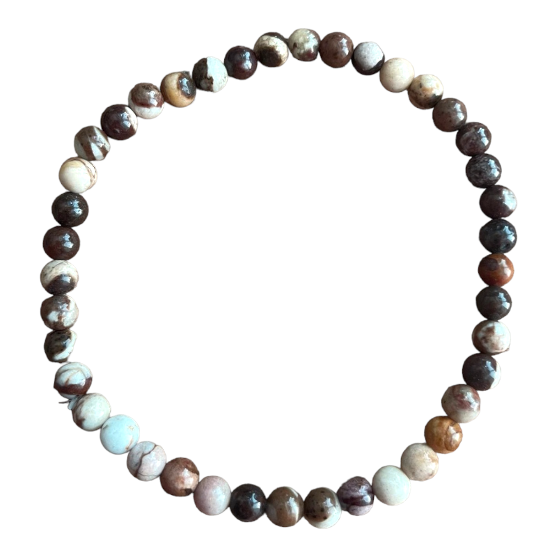 Bracelet Perle Ronde 4mm, Fil de 18cm en Jaspe Cappuccino x1