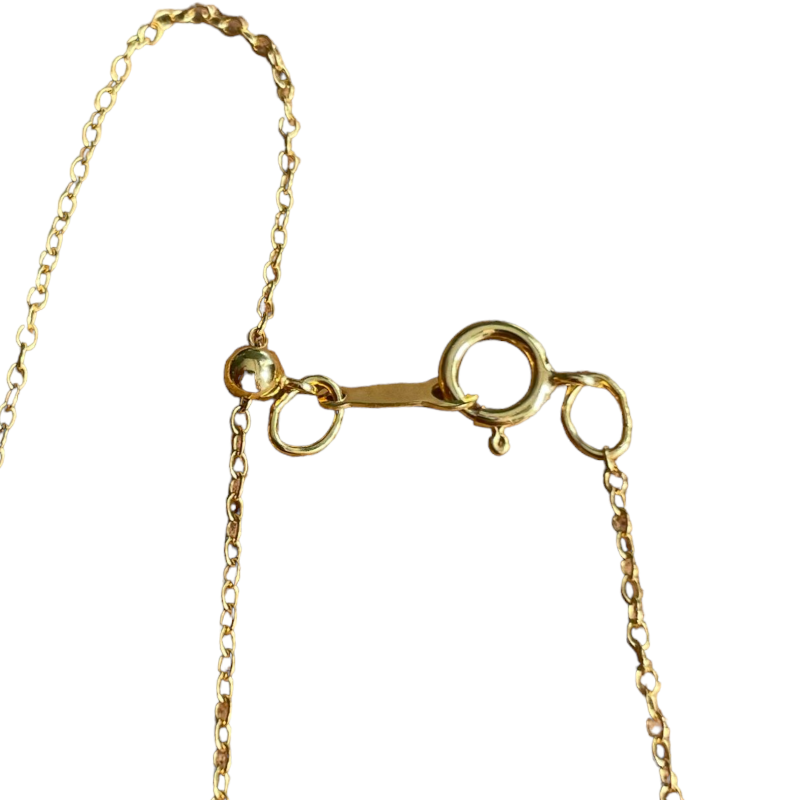 Collier 45 cm en Gold Filled maille forçat ovale, perle stop x1