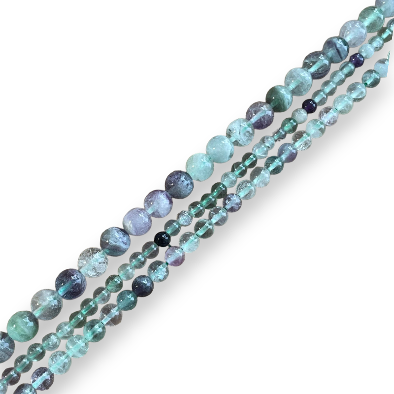 Fil de Fluorite 40cm - Perles rondes 8mm, 6mm et 4mm | 3 déclinaisons | x1