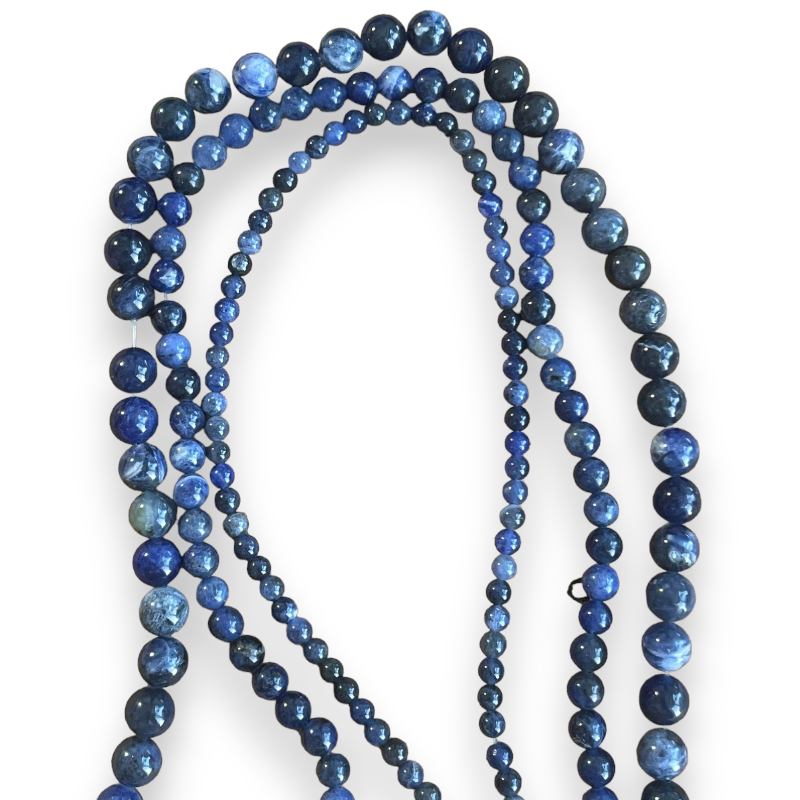 Fil de Sodalite Bleue 40cm - Perles rondes 8mm, 6mm et 4mm | 3 déclinaisons | x1