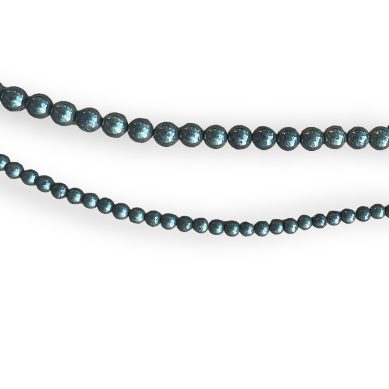 Fil de Pyrite 40cm - Perles rondes 6mm et 4mm | 2 déclinaisons | x1