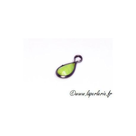 Breloque goutte sertie 10X5mm VERT OPAQUE x5  - 1