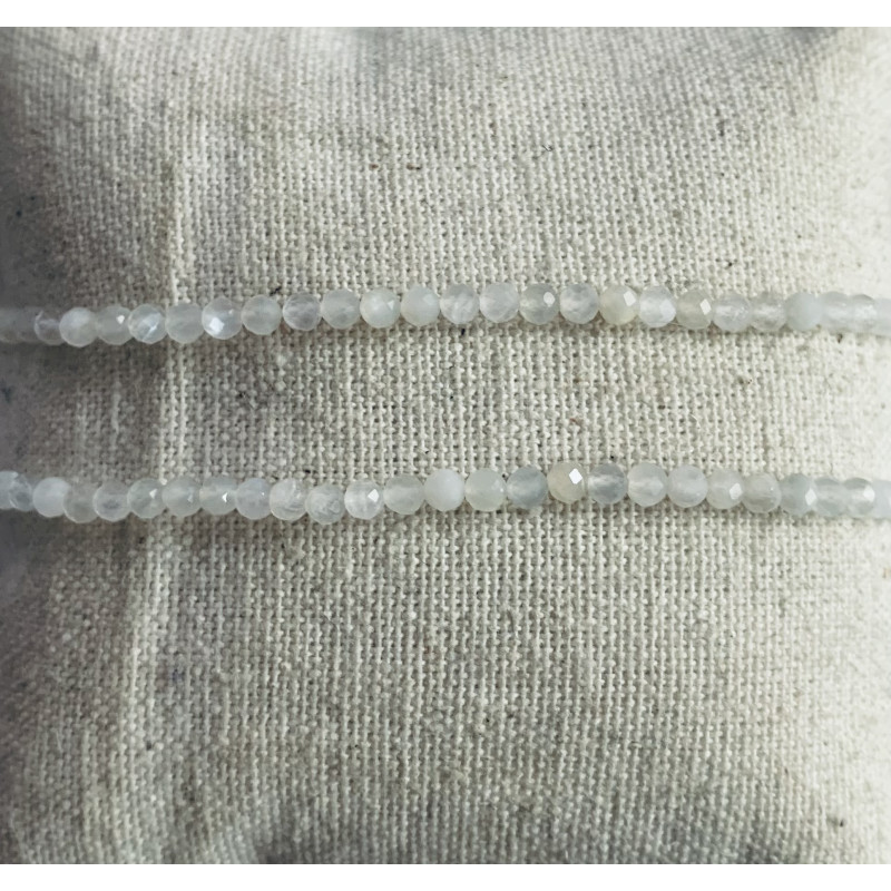 Ronde Facettée 2mm Pierre de Lune X1 fil de 40cm