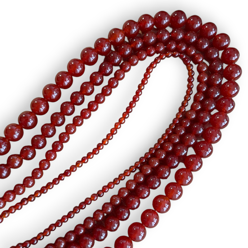 Fil de Agate Rouge 40cm - Perles rondes 4mm, 6mm, 8mm et 10mm | 4 déclinaisons x1