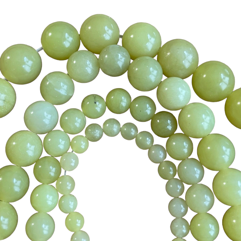 Fil de 40cm Jade Lemon - Perles rondes en déclinaisons 4mm, 6mm, 8mm et 10mm x1