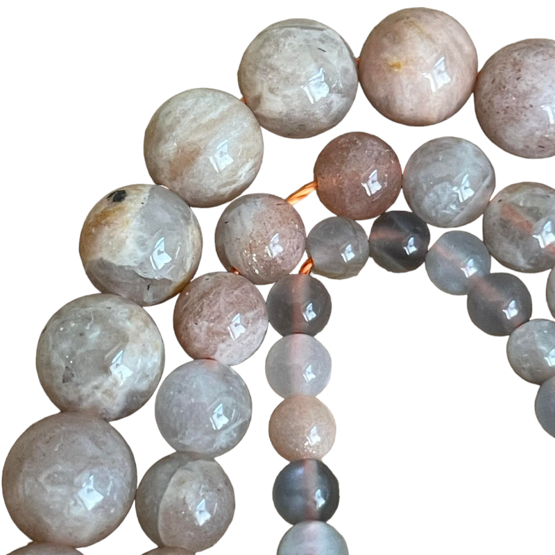 Fil de 40cm Sunstone - Perles rondes en déclinaisons 4mm, 6mm et 8mm x1