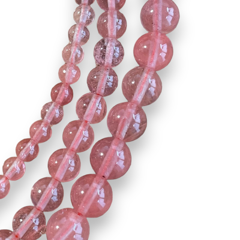 Fil de 40cm Cherry Crystal - Perles rondes en déclinaisons 4mm, 6mm et 8mm x1