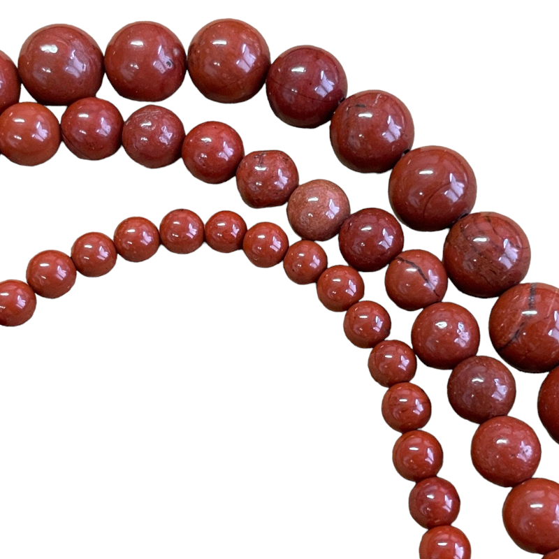 Fil de 40cm Jaspe Rouge - Perles rondes en déclinaisons 4mm, 6mm, 8mm