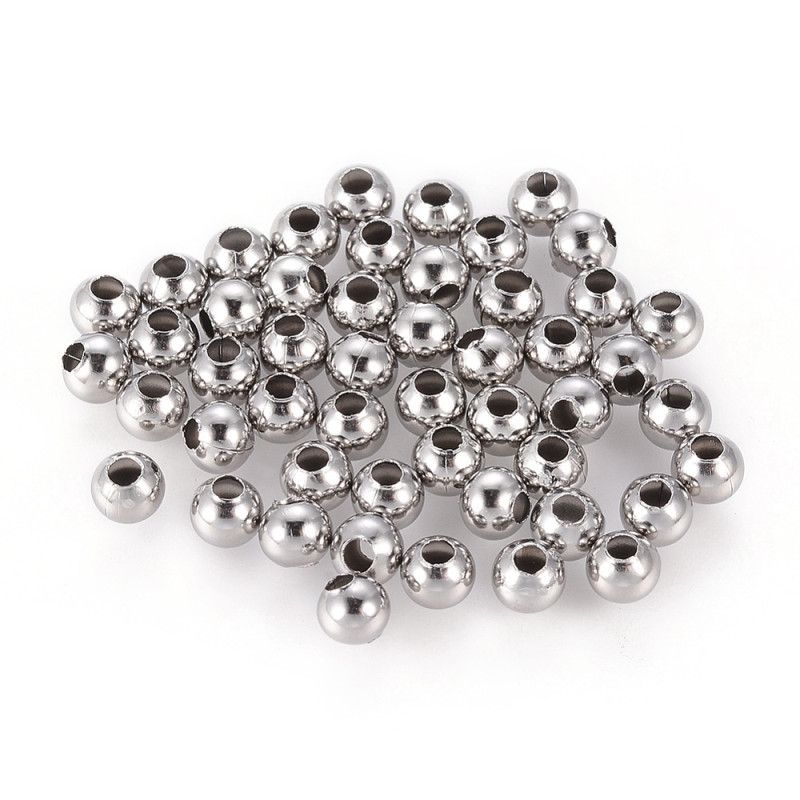 Perles rondes 2mm acier inoxydable x10