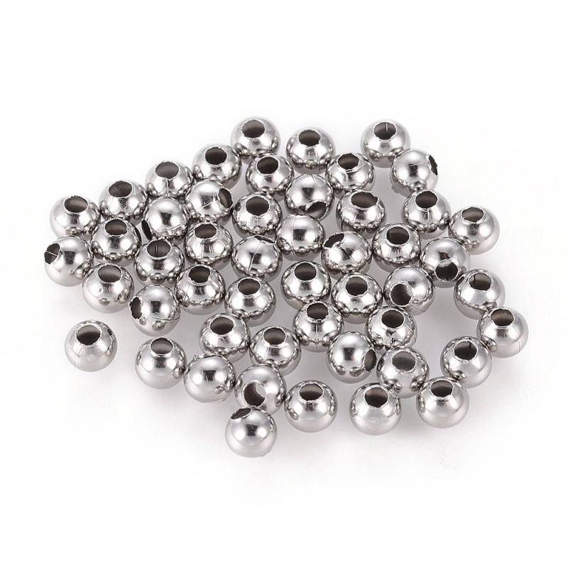 Perles rondes 8mm en acier inoxydable x10
