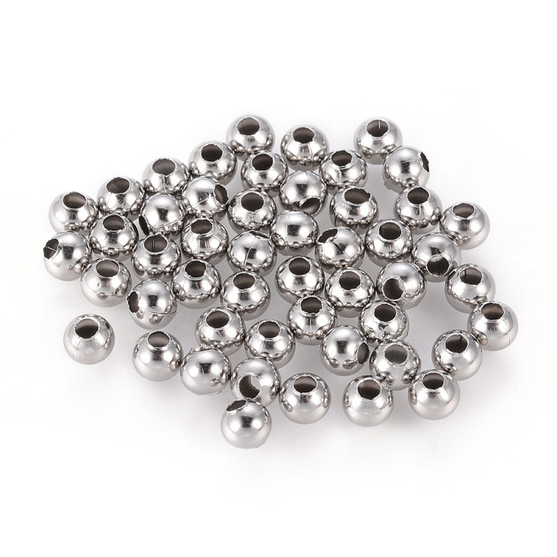 Perles rondes 5mm acier inoxydable x10