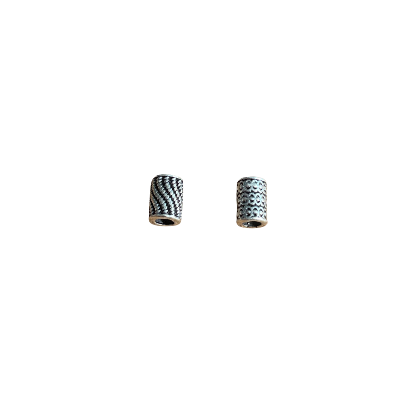 Perle cylindre décorée en argent 925 - 6.6mmx4.8mm x1