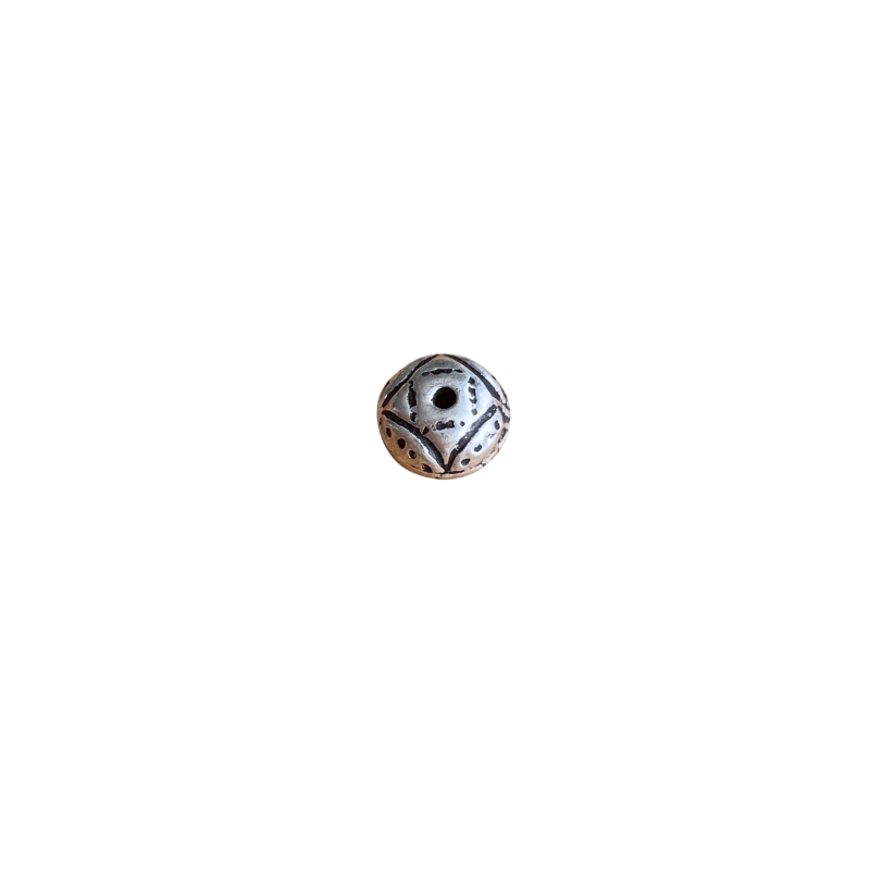 Perle décorée en argent 925 - Forme ronde aplatie - 7.45x5.10mm x1