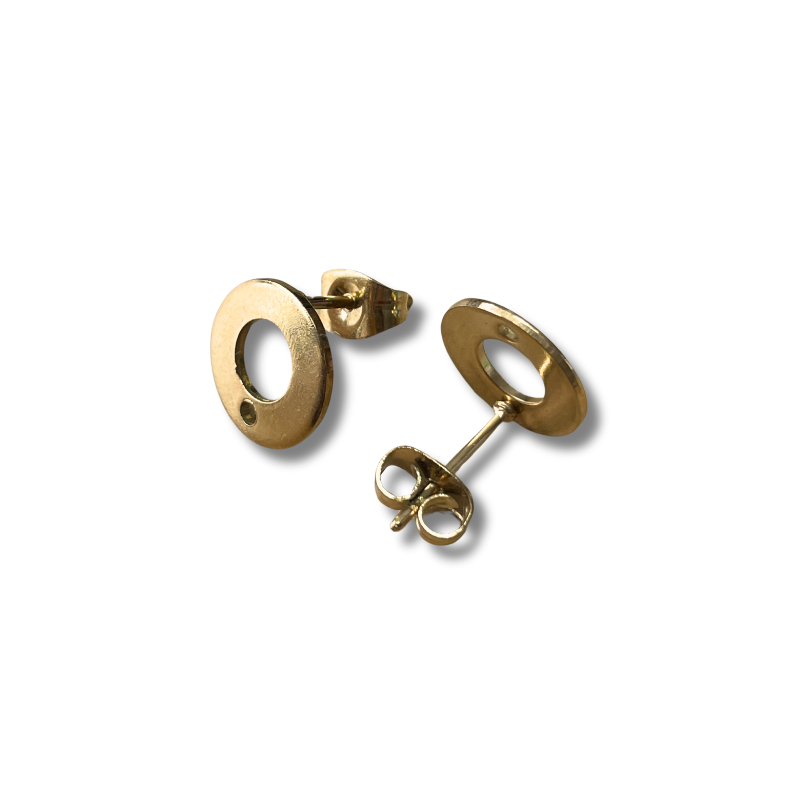 Clou d’oreilles en acier inoxydable doré - Support boucle d’oreille DIY - 10mm x4