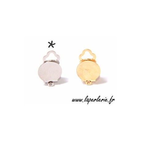 Clip à coller plateau 10mm avec anneau ARGENT x2  - 1