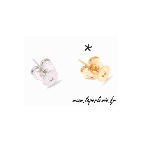 Support boucle d'oreille à coller d. 4 mm DORE x2  - 1