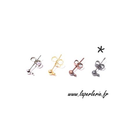 Support boucle d'oreille boule 3 mm ETAIN x2  - 1