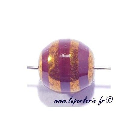 Ronde 12mm rayée cuivre BORDEAUX  - 1