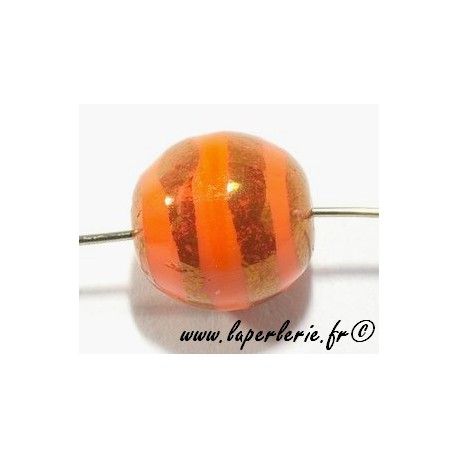 Ronde 12mm rayée cuivre ORANGE  - 1
