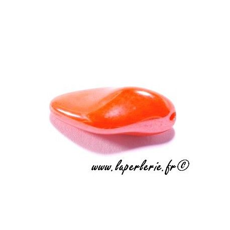 Olive irrégulière lustrée 20X11mm ORANGE x3  - 1