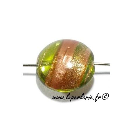 Ronde aplatie pluie d'aventurine 14mm OLIVINE  - 1
