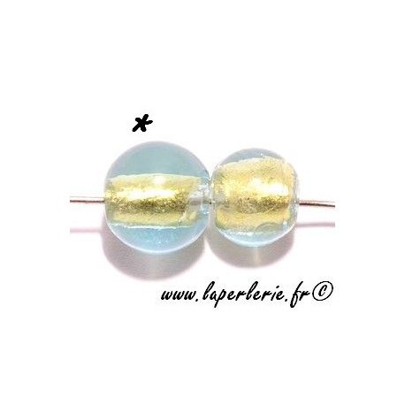 Ronde inclusion feuille d'or 10mm LIGHT AZORE  - 1