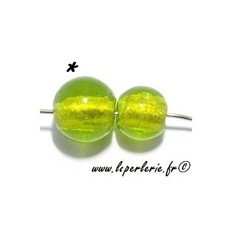 Ronde inclusion feuille d'or 10mm OLIVINE  - 1