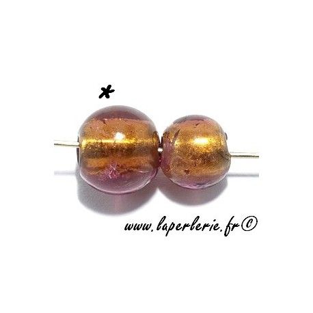 Ronde inclusion feuille d'or 10mm AMETHYST  - 1