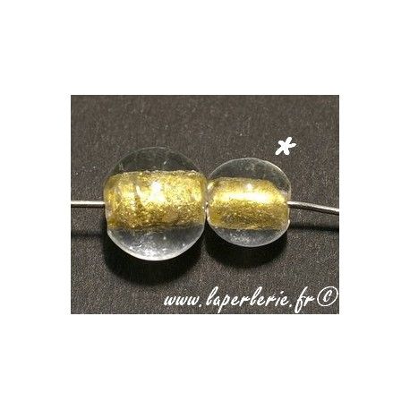 Ronde inclusion feuille d'or 8mm CRYSTAL  - 1