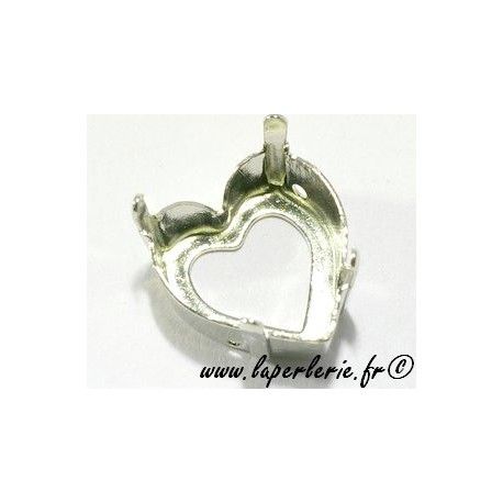 Griffe cabochon coeur 4800 11X10mm ARGENT  - 1