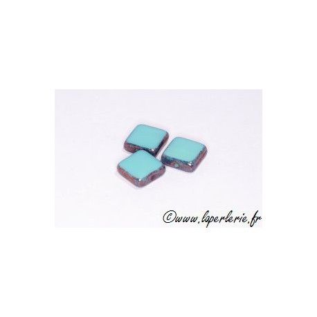 Carré tranche cuivré 8X8mm TURQUOISE  - 1