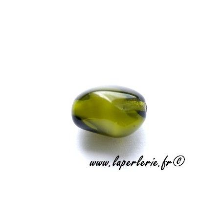 Olive irrégulière 15x11mm motif intérieur blanc OLIVINE  - 1