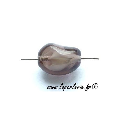 Olive irrégulière 15x11mm motif intérieur blanc BLACK DIAMOND  - 1