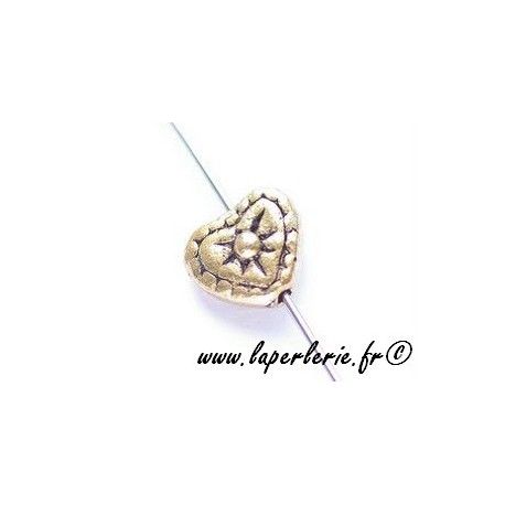 Coeur métal gravé étoile 8mm DORÉ x4  - 1