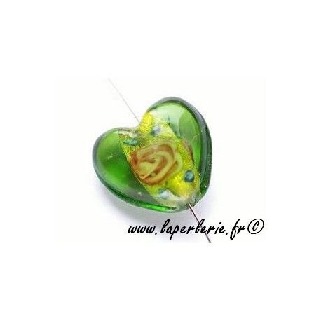 Coeur façon Murano inclusion rose 18x20mm SAPIN  - 1