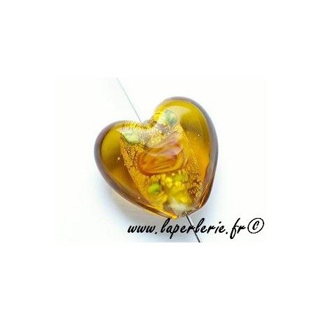 Coeur façon Murano inclusion rose 18x20mm TOPAZ  - 1