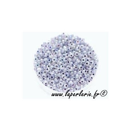 Rocaille 2.5mm GRIS OPAL BLUE AB, mesure de 12.5gr environ 500 perles.  - 1