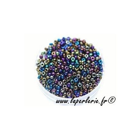 Rocaille 2.5mm SCARABEE NOIR, mesure de 12.50grs, environ 500 perles.  - 1