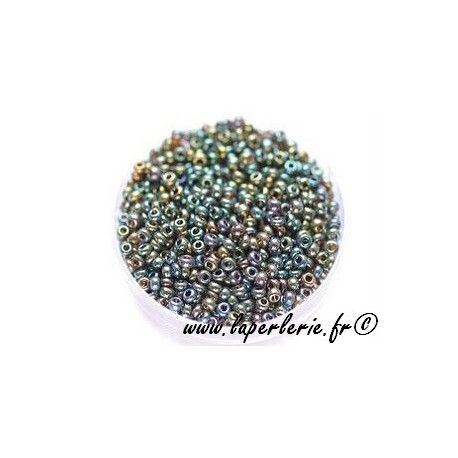 Rocaille 2.2mm SCARABEE VERT, mesure de 12.50grs, environ 500 perles.  - 1