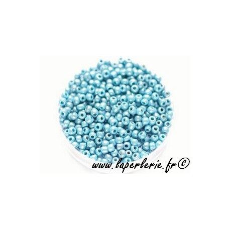 Rocaille 2mm TURQUOISE OPAQUE LUSTRé, mesure de 12.50gr environ 500 perles.  - 1