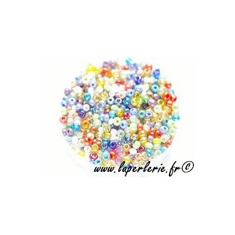 Rocaille 2.5mm  MELANGE LUSTRé, mesure de 12.50 grs environ 500 perles  - 1
