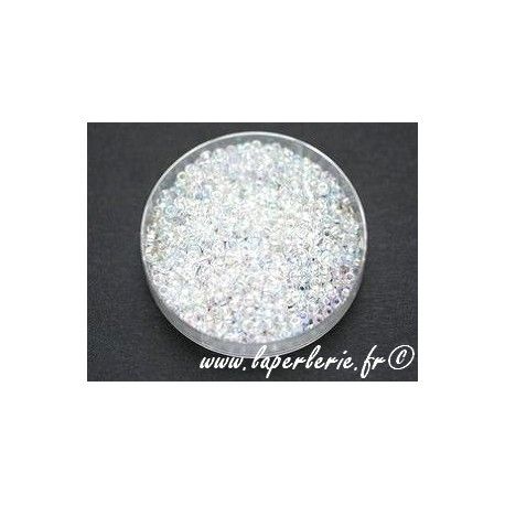 Rocaille 2mm CRYSTAL AB, mesure de 12.50 gr environ 700 perles  - 1
