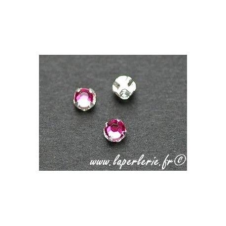 Strass à coudre 3mm  FUSHIA x10  - 1