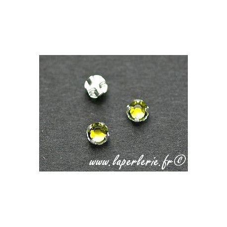 Strass à coudre 3mm  OLIVINE x10  - 1
